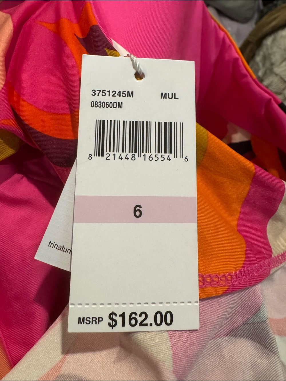 Trina Turk Fan Faire Sz 6 Ruffled Plunge One-Piece Swimsuit Pink Orange NWT - Picture 7 of 9